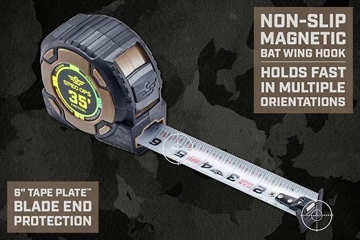 Spec Ops Elite Heavy Duty Tape Measure, 35 Ft Magnetic Fractional - Image 5