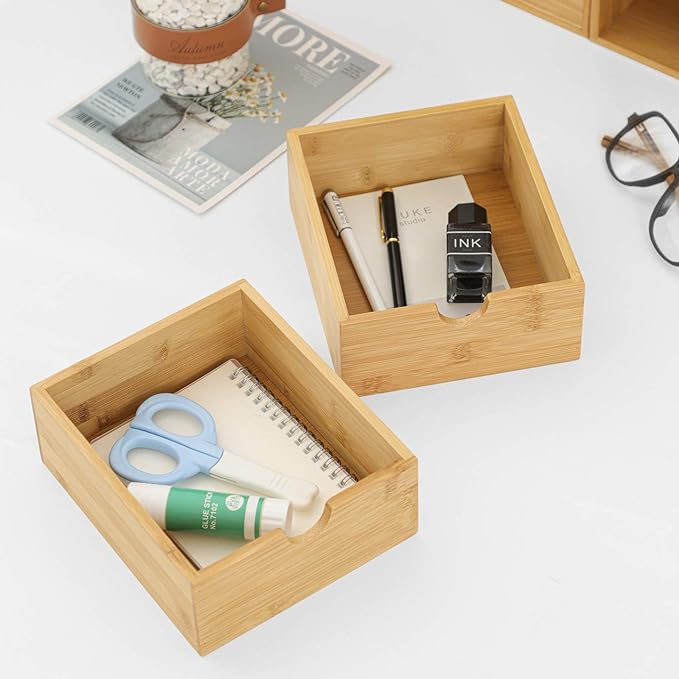 Bamboo Desk Drawer Organizer, Desktop Organizer - Image 5