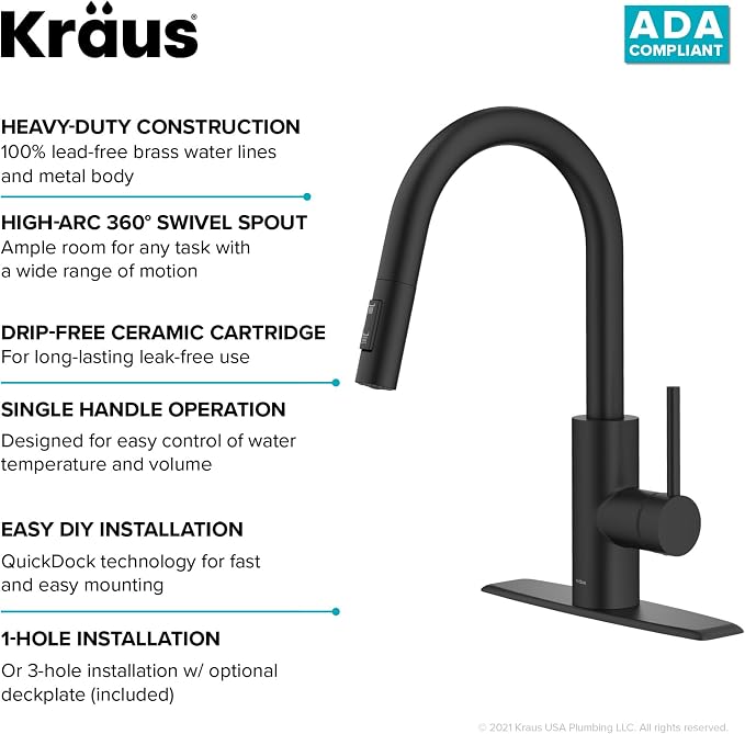 KRAUS Oletto Single Handle Pull Down Kitchen Faucet - Image 11