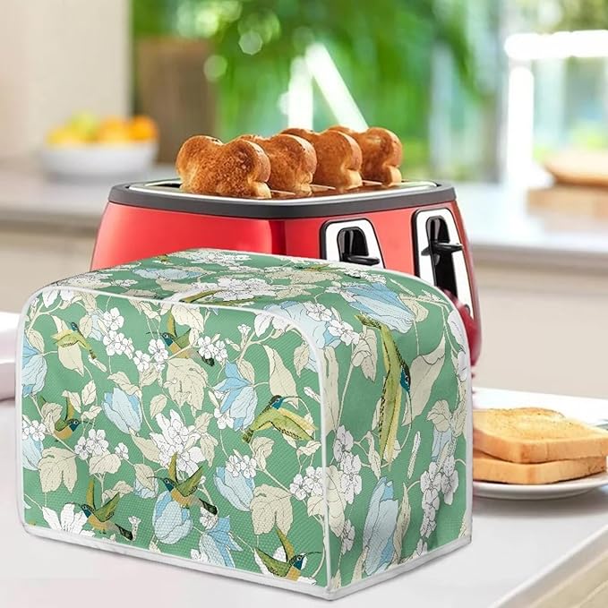 Hummingbird Flower Print 2 Slice Toaster Cover for Home Stain Resistant Waterproof Bread Maker Cover for Kitchen Small Appliance