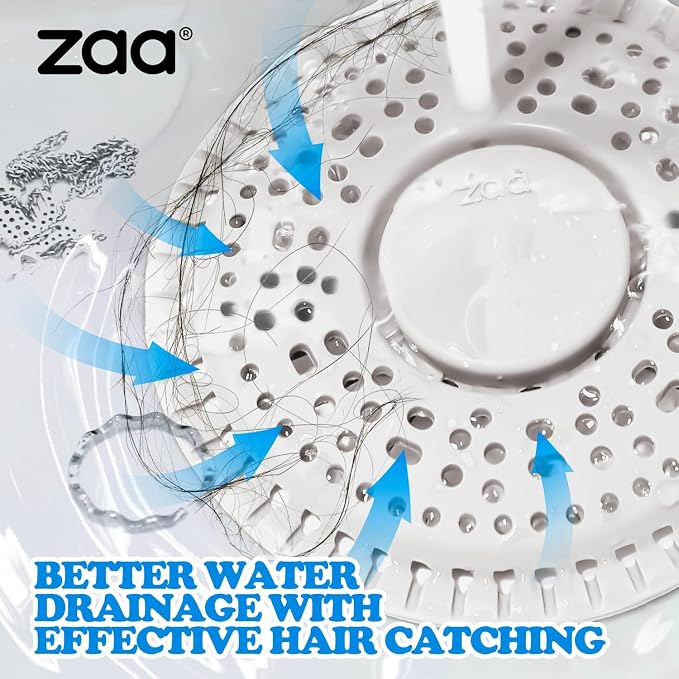 Shower Drain Hair Catcher Silicone Flat Floor Strainer Protector | 2 Pack Light - Image 3
