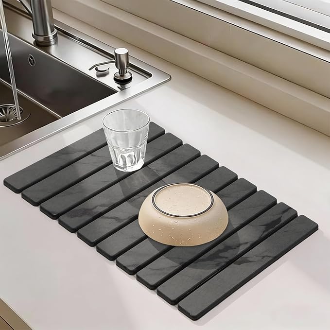 Large Stone Dish Drying Mat for Kitchen Counter, Quick Dry Stone Dishes Mats - Image 8