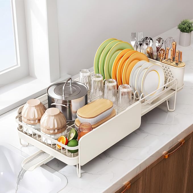 SNTD Large Dish Drying Rack for Kitchen Counter, Expandable, Adjustable Length by SNTD