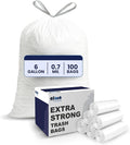 Plasticplace 6 Gallon Trash Bags White Drawstring Garbage Can Liners, 17” x 20” by Plasticplace