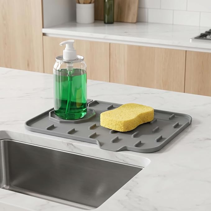 2PCS Silicone Faucet Splash Guard Mat, Sink Faucet Drip Catcher Tray - Image 3
