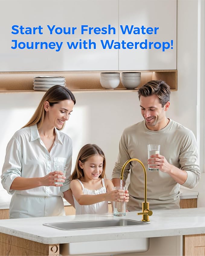 Waterdrop G2FCT-Gold Reverse Osmosis Water Filter Faucet, Brushed Gold | Water - Image 9