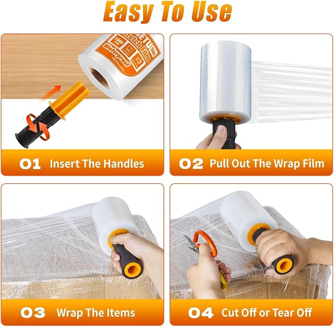 Stretch Film Shrink Wrap for Moving Supplies x 1000ft, Industrial Strength - Image 8