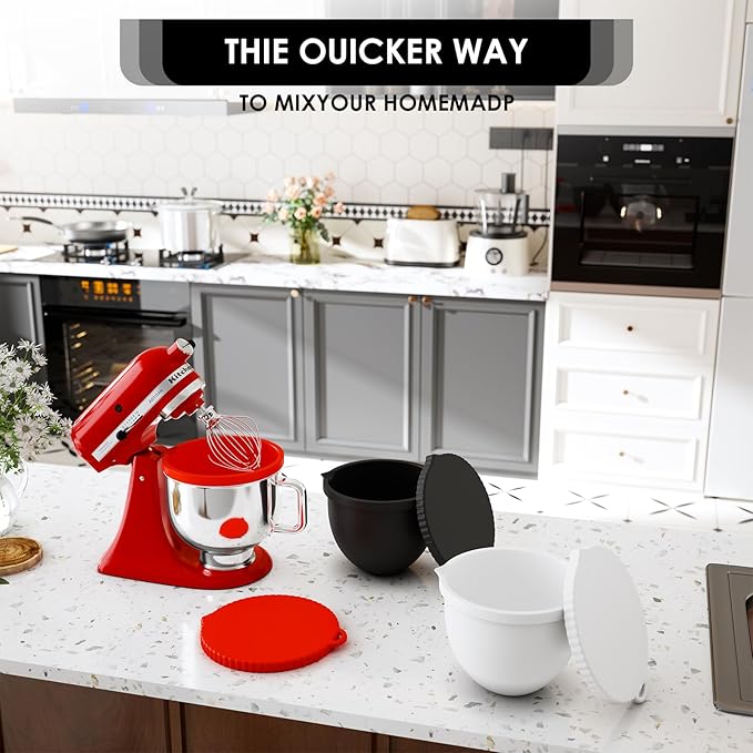 Silicone Bowl Liners for 5 QT KitchenAid Mixers, 3 Set Silicone Bowls with Lids,Quick Replacement, Multi-Occasion