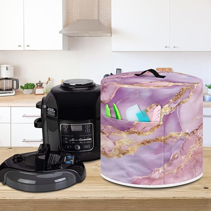 Purple Marble Dust Cover for Kitchen Instant Pot Accessories Appliance Cover Quart Pressure Cooker Air Fryer Rice Cooker Kitchen Appliance Dust Covers with Storage Pockets Size S