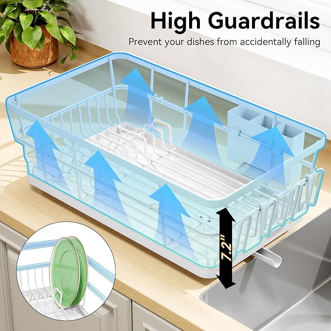 TOOLF Dish Drying Rack for Kitchen Counter, 12.4''W x 16.5''L x 7.2'', - Image 2