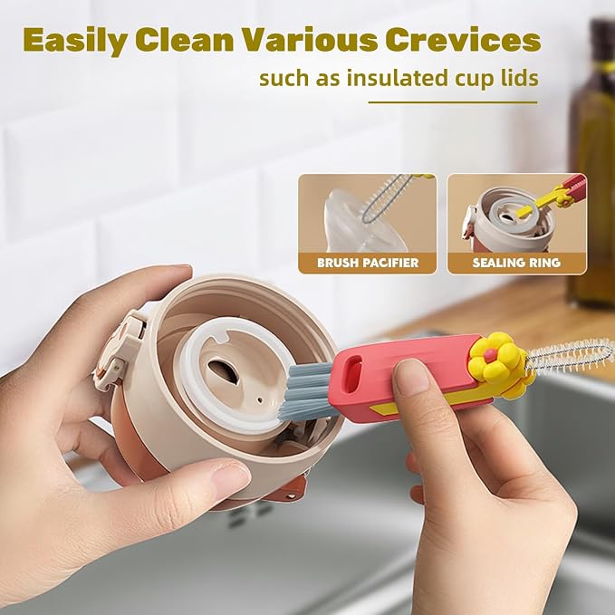3 in 1 Bottle Cleaning Brush Set, Home Kitchen Crevice Cleaning Tools, Cute - Image 7