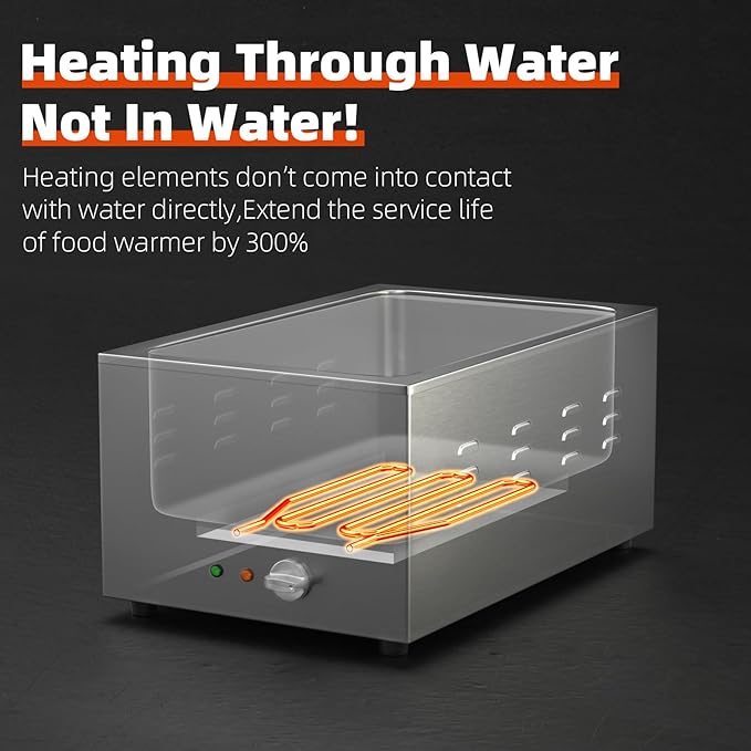 3-Pan 18L Commercial Food Warmer with Non-Leakage Stretch-Forming Water Tank &3 of 1/3 Size GN Pan,Countertop Soup Station Bain Marie Steam Table for Buffet,Catering,Parties and Restaurants