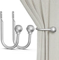 Hion Curtain Holdbacks Silver 2pcs, Curtain Tiebacks Wall Mounted Hooks | by Hion