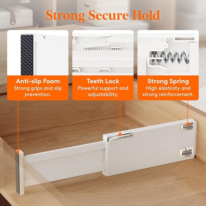 Lifewit 4" High Upgrade Drawer Divider, Adjustable Drawer Organizer Clothes | 9 - Image 3