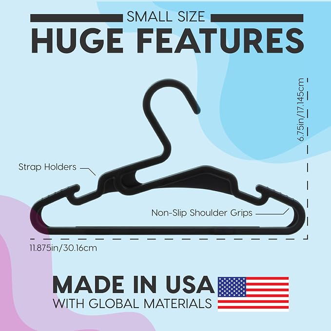IRIS USA Extra Small Hangers 50 Pack, 11.87" W x 6.75" H, Shoulder Grooves - Image 2