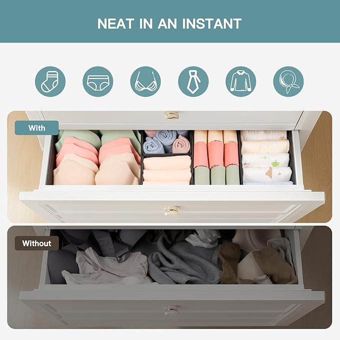 Drawer Organizer Clothes, 10 Pack Dresser Organizer - Image 3