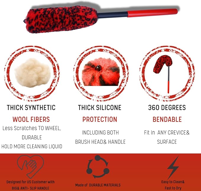 Professional 4 Pack Long Handle Wheel Brush Kit - Image 6