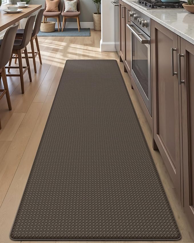 DEXI Kitchen Floor Mats Cushioned Anti Fatigue, 23x94, Large Long Standing Runner Rug Waterproof, Comfort Memory Foam Padded for Front Sink Laundry, Brown