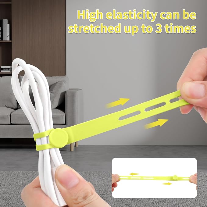 Oligei 25 Pcs Silicone Cable Ties, Cable Ties Reusable, High Elasticity Cord - Image 3