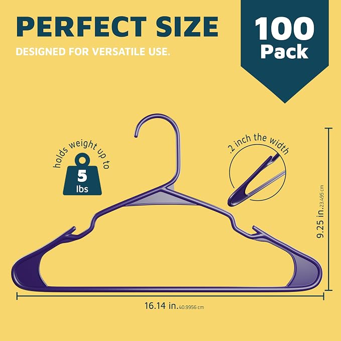 Lifemaster Plastic Clothes Hangers – Heavy Duty Hanger Set, - Image 2