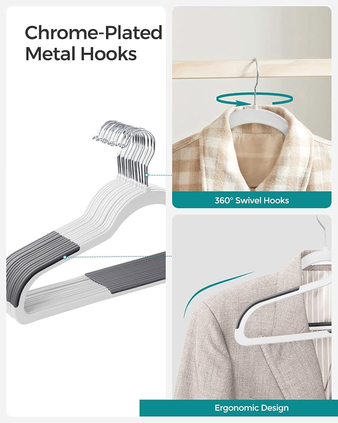 SONGMICS Plastic Clothes Hangers, Space-Saving | 0.2 Inches Thick, 17.7 Inches - Image 5