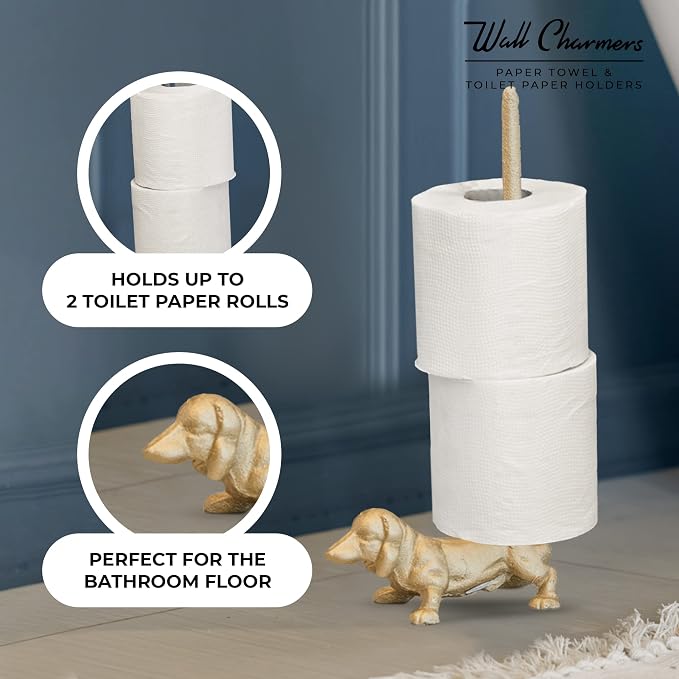 WallCharmers Gold Paper Towel Holder, Metal Toilet or Kitchen Paper Holder - Image 5