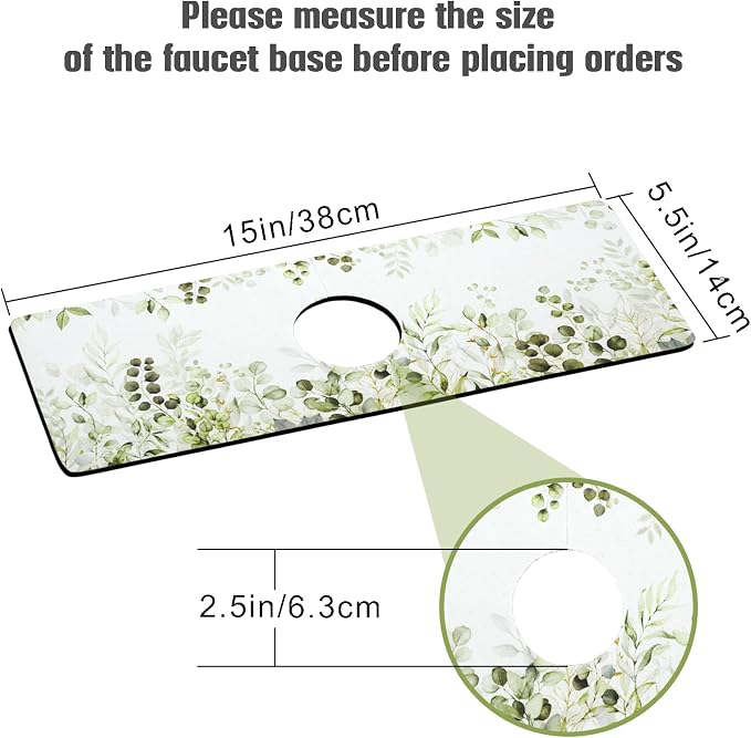 Sink Faucet Absorbing Mat, 2 Pack Drying Mat Around Faucet Sink Splash Guard - Image 2