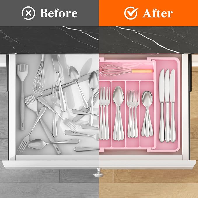 Lifewit Expandable Silverware Drawer Organizer, Kitchen Utensil Tray | BPA-free - Image 4