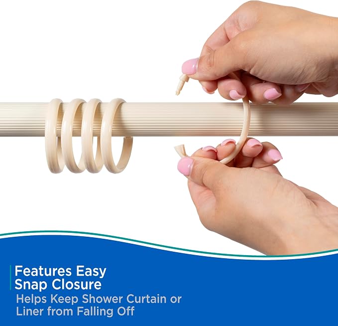 Kenney - Shower Curtain Rings, Rust-Proof Plastic Hooks - Image 5