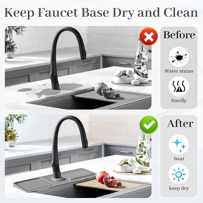 PoYang 17.7 Inch Silicone Sink Splash Guard, Kitchen Sink Mat, Keeps Faucet - Image 6