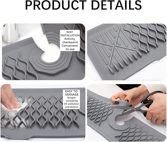 24 Inch Faucet Mat for Kitchen Sink Silicone Sink Splash Guard 5° Slope Faucet - Image 5