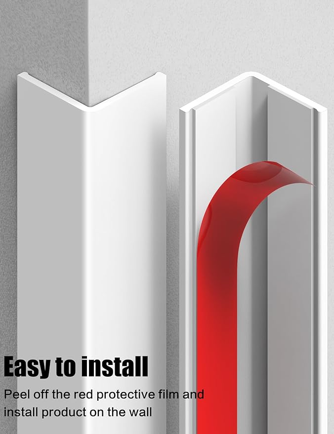 ‎Frychee Wall Corner Protector, Walls Edge Protector，Self-Adhesive Wall Corner Guards,PVC Double Side Edge Protector， Furniture Stairs Guard (6, 2.5x90cm/0.98x35.4in)