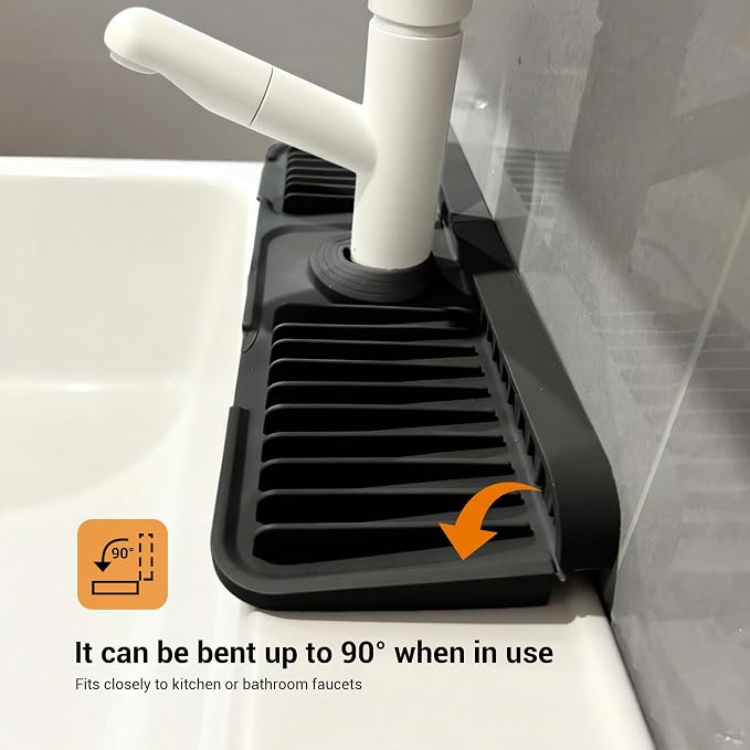 ZJWZLG Faucet Mat for Kitchen Sink, 17.7"X5.5" Silicone Sink Splash Guard - Image 3