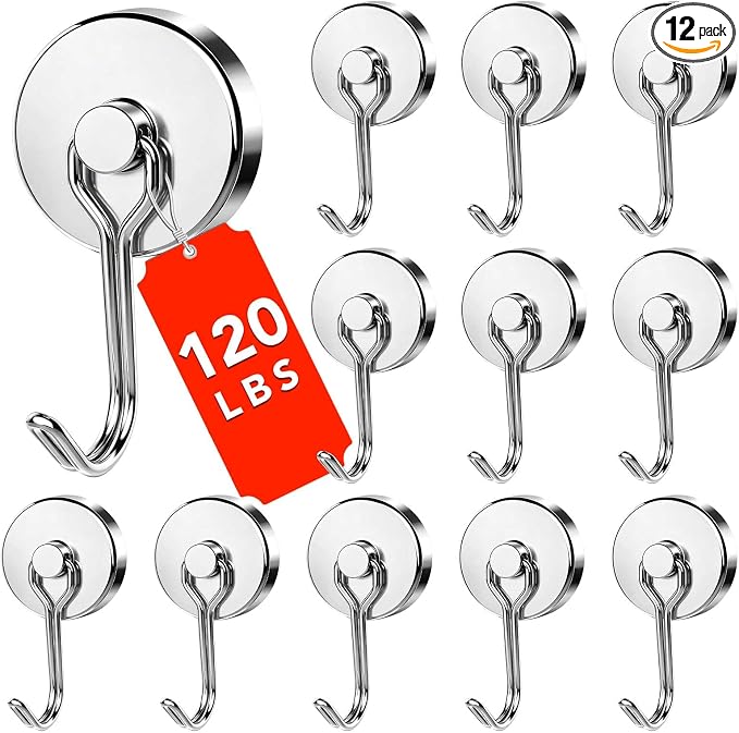 DIYMAG Magnetic Hooks, 120LBS Heavy Duty 12 Pack 2026 Cruise Ship Essentials by DIYMAG