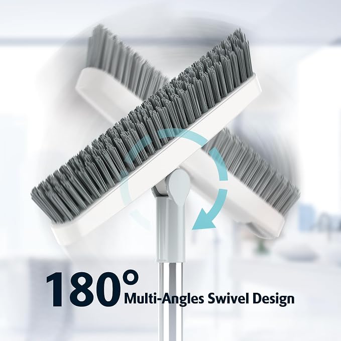 AIR U+ Grout Brush with Long Handle 180° Swivel Scrub Brush White | Shower - Image 4