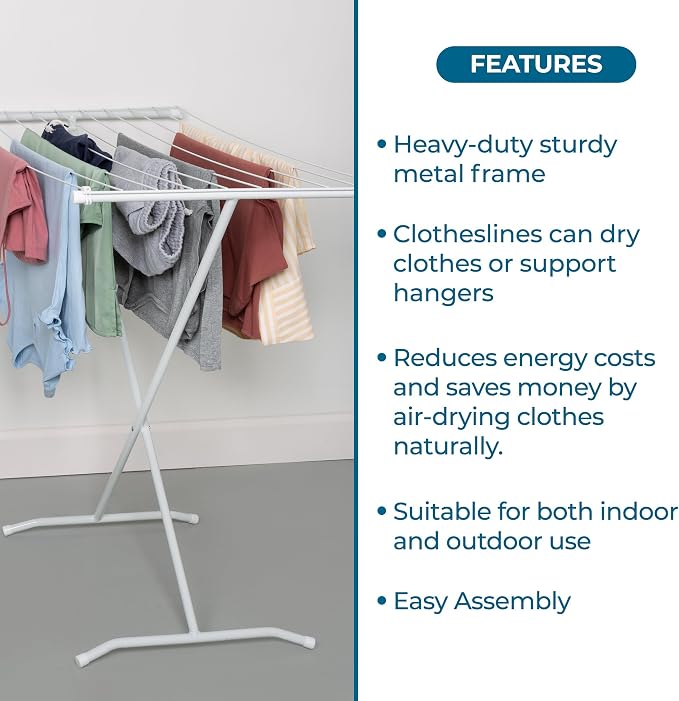 Honey-Can-Do Collapsible Clothes Drying Rack – Sturdy Metal X-Frame, - Image 4