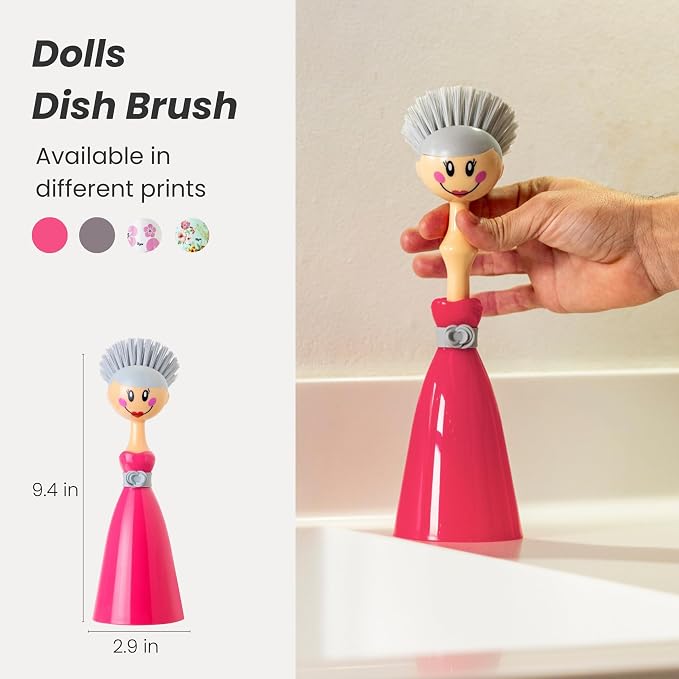 Vigar Dolls Dish Brush with Handle and Holder - Image 2