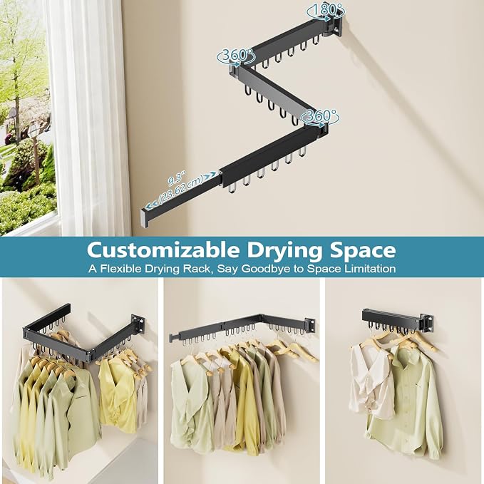 Clothes Drying Rack Wall Mounted, Space-Saving Drying Rack Clothing, - Image 5