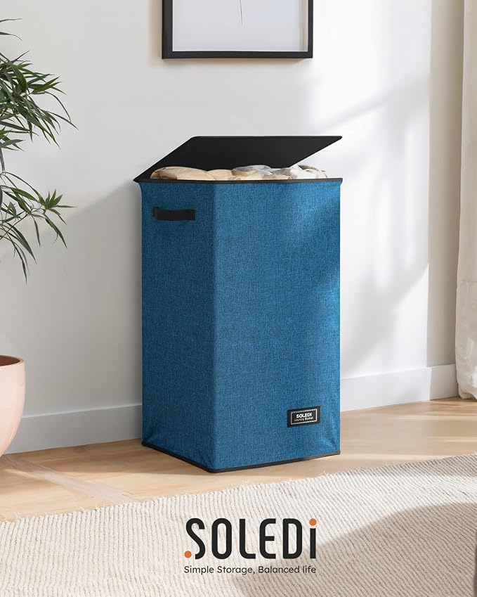 SOLEDI 90L Laundry Hamper with Lid, Large Collapsible Laundry Basket | Sturdy - Image 8