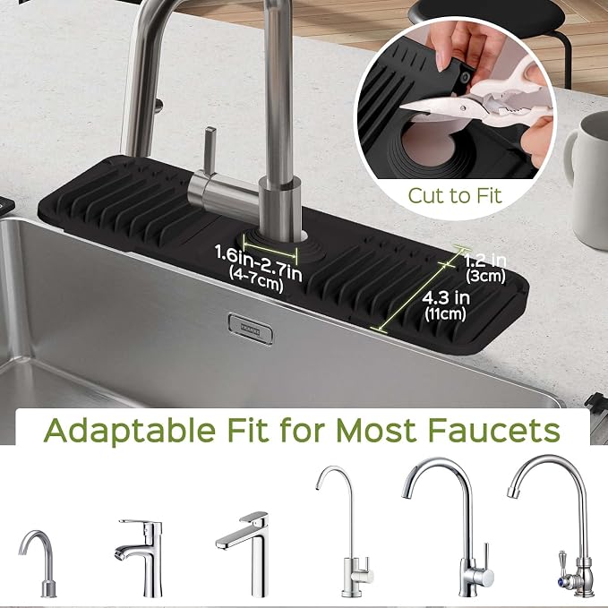 15 Inch Silicone Faucet Mat for Kitchen Sink Splash Guard – 2025 Upgraded - Image 5