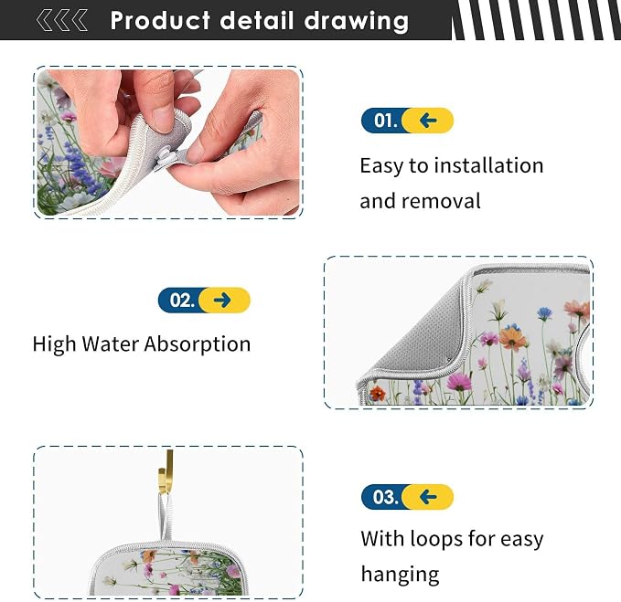 Wildflower Blomming 01 Blue Sink Mat - Image 5