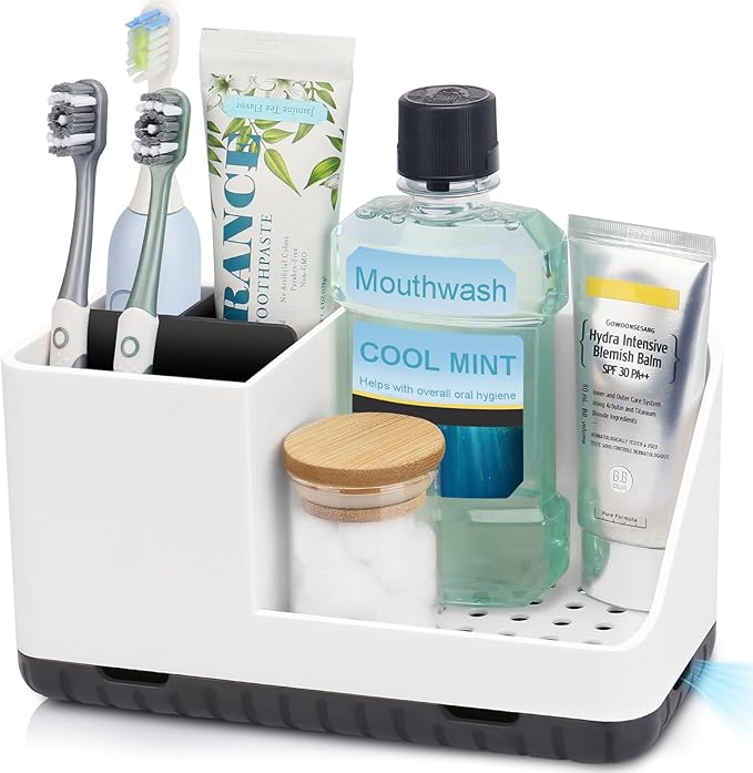 Toothbrush Holders for Bathroom Counter Organizer and Storage | Easy To Clean by PARKMANI