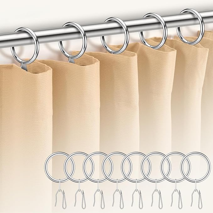 60Pcs 32mm Internal Diameter Curtain Rings and Curtain Drapery Pin Hooks | by Dpyrrhic