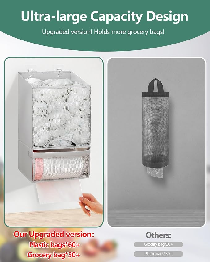 Bag Saver - Extra Large 2 in 1 Plastic Bag Holder Storage, Durable Mesh Grocery - Image 2
