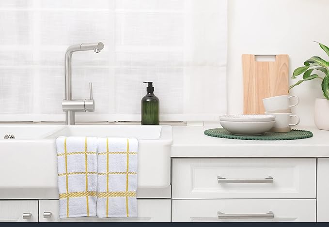 100% Cotton Terry Dish Towels, 4 Pack Checks, 16 x26 Inches, Super Soft and - Image 6