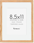 8.5x11 Picture Frame, Oak Wood Frame 8.5 x 11, 8.5 by 11 Wood Frames with Glass, 8.5x11 Matted frame for 6x8, Real Wood 8.5"x11" Photo Frame with Stand, Natural Oak Color, 1 Pack