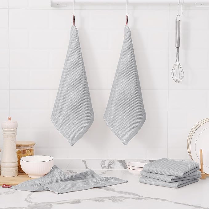 Homaxy 100% Cotton Waffle Weave Dish Cloths, 12 Pack, Light Grey - Image 7