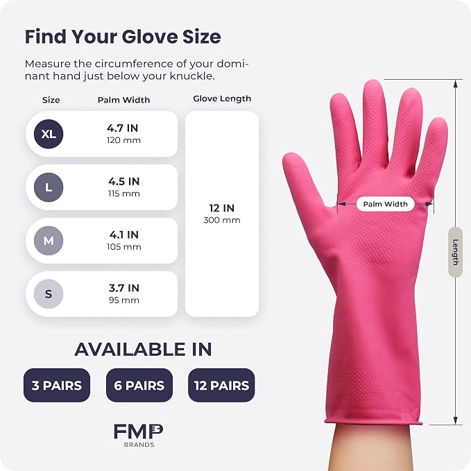 FMP Brands 3/6/12/60 Pairs Cleaning Gloves, Waterproof Rubber Gloves - Image 7