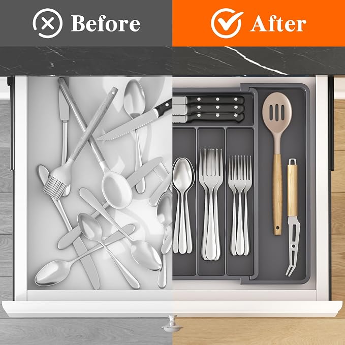 Lifewit Expandable Silverware Drawer Organizer, Kitchen Utensil Tray | BPA-free - Image 5