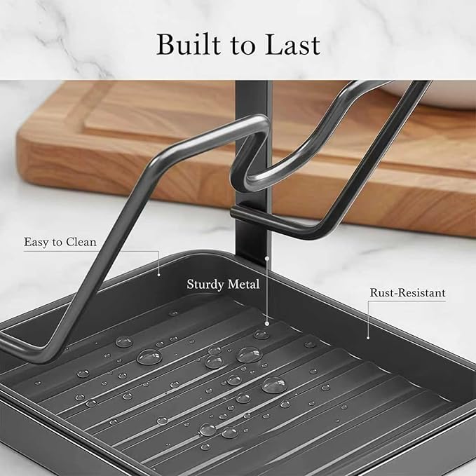 Kitchen Pot Lid Storage Rack, Pot Lid Holder With Tray, Lid Holder While Cooking, Lid And Spoon Rest, Multifunctional Kitchen Organizer Stand for Stove Top